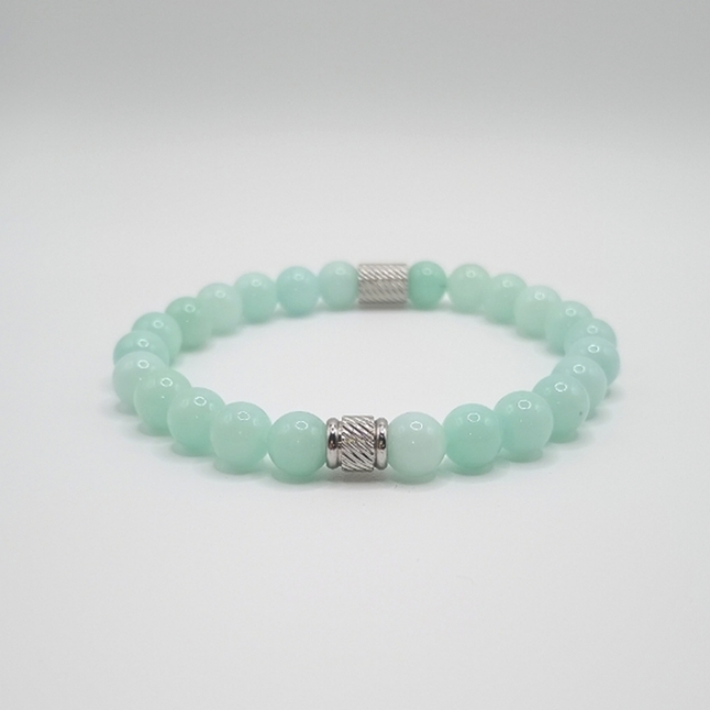 Light Green Amazonite Beaded Bracelet - Unisex